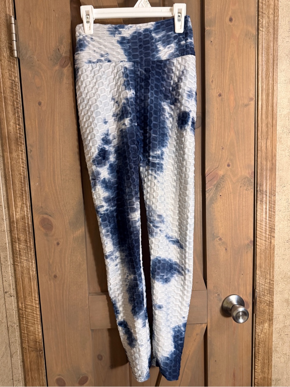 TikTok Navy and White Tie-Dye Textured Leggings